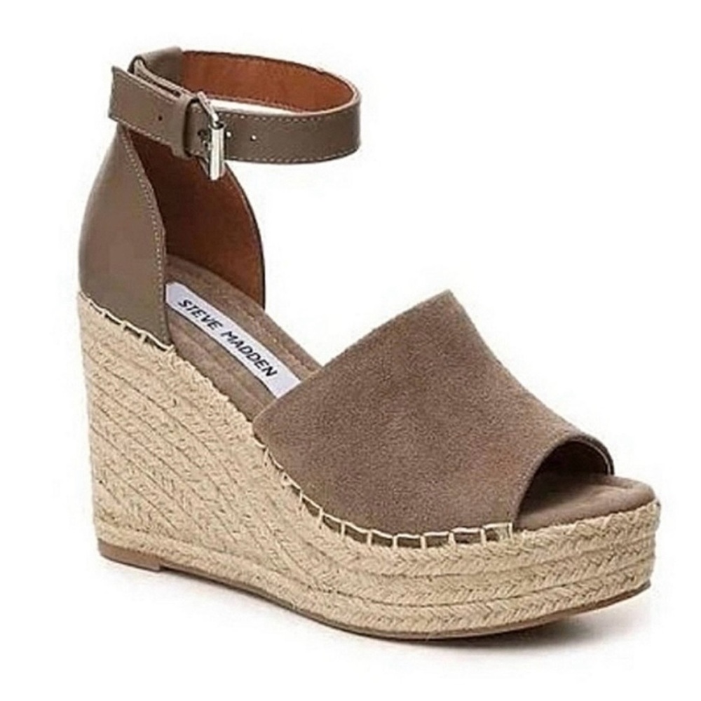 STEVE MADDEN Jaylen Suede Espadrille Jute
Straw Wedge Sandals size 6.5